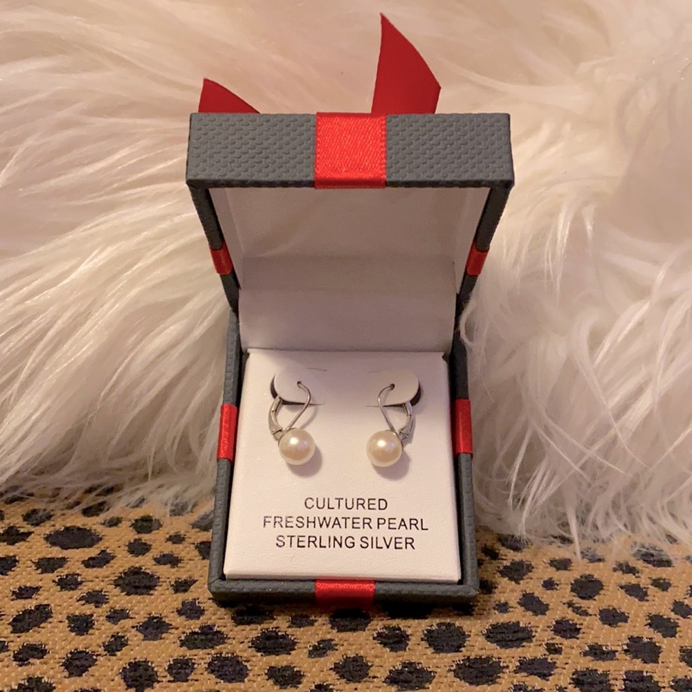 Freshwater Pearl Dangle Earrings Sterling Silver